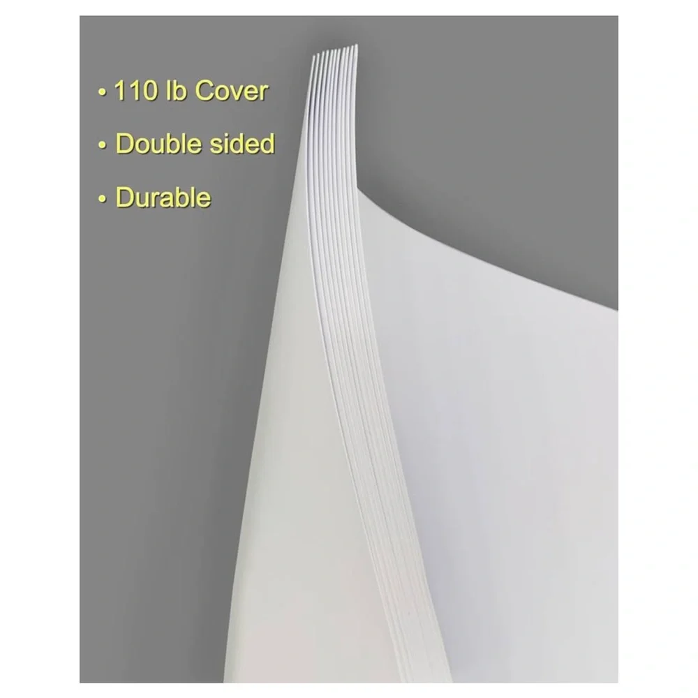 White Silk Matte Thick Heavy Card Stock Paper Inkjet Printer 8.5”x11” - 18 Pages